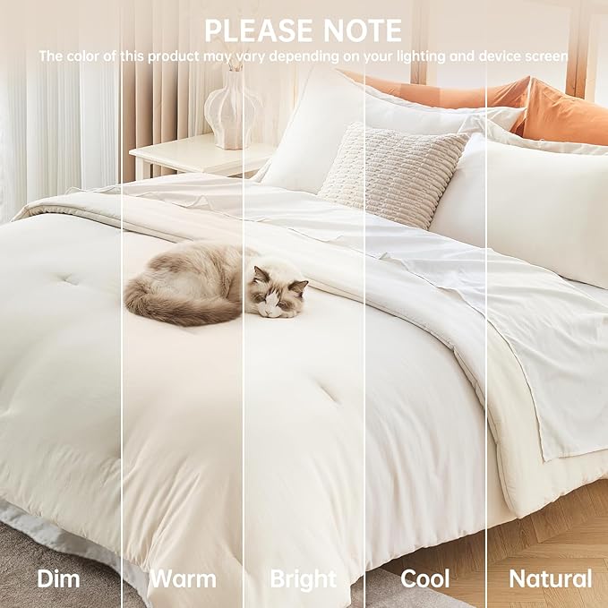 MUXHOMO Twin/Twin XL Comforter Set, All Season Ultra Soft Down Alternative Bedding - 2 Piece Lightweight Bed Set Includes 1 Comforter (68"x88") and 1 Pillow Shams (20"x26"), Ivory