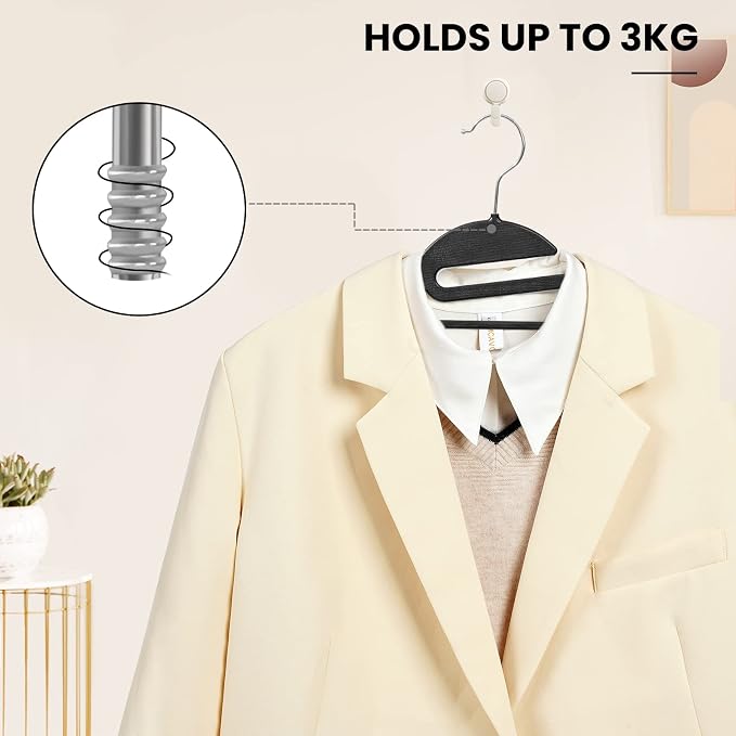 Heavy Duty Plastic Hangers 50 Pack with Non-Slip Design,0.2 Inches Thick,360°Swivel Hook Space Saving Organizer for Bedroom Closet,Shirts,Pants,Strong Enough for Coat(Black- S Shaped) - Image 6