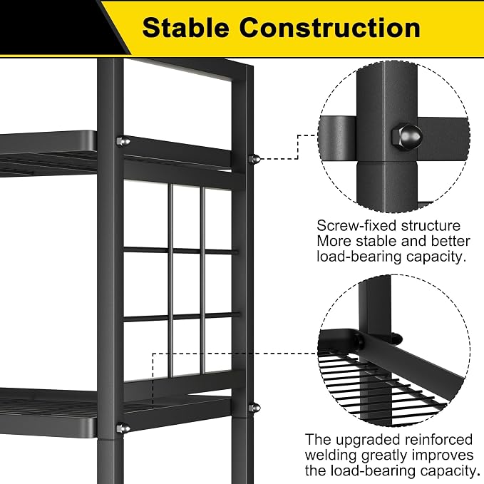 GIOTORENT 6-Wire Standing Storage Shelf for Bathroom Organizers and Storage & Laundry Room Organization, Metal Shelving Unit Pantry Rack for Kitchen & Bathroom, Black - Image 7