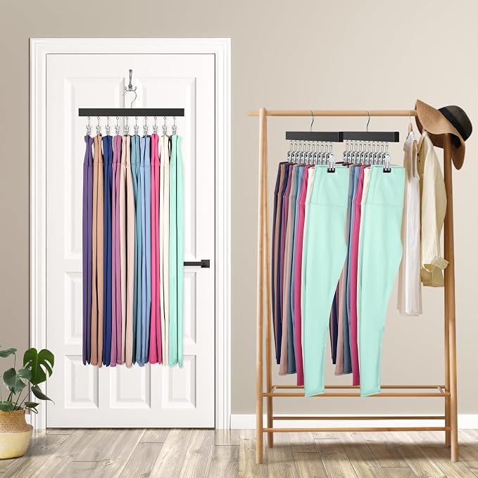 Legging Organizer for Closet, Pants Hangers with Clips Holds 20 Leggings, Jeans, Hats, Shorts, Socks, 360° Rotating Space Saving Hanging Clothes Organizer for Closet Organizers and Storage 4Pcs - Image 6