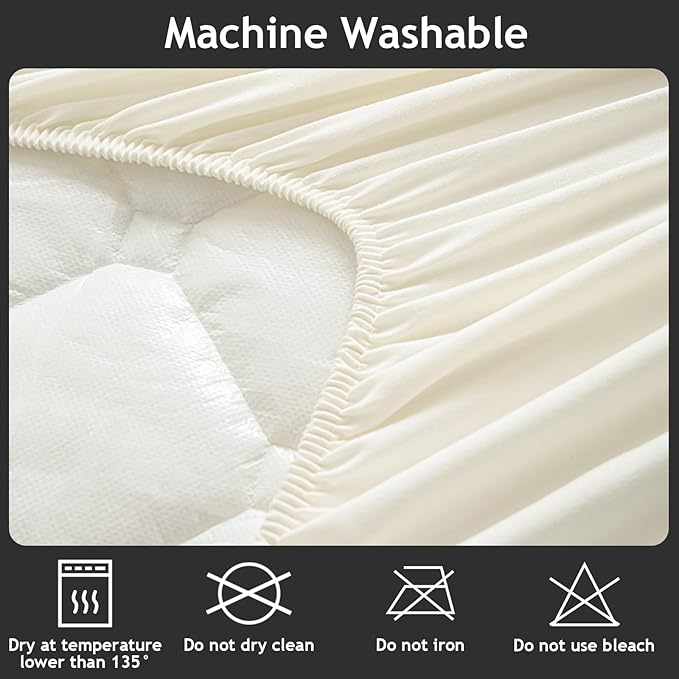Waterproof Mattress Protector King Size, 18" Deep Pocket Mattress Cover - Lab Tested Leakproof, Oeko-TEX Certified, Breathable & Noiseless, Machine Washable,King Fitted Sheet Only (Cream White)