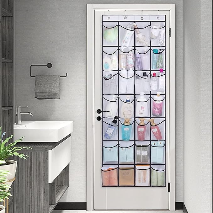 MISSLO 28 Large Pockets Over The Door Shoe Rack Hanging Shoe Organizer for Closet Door Shoe Storage Holder Mesh Hanger, White - Image 7