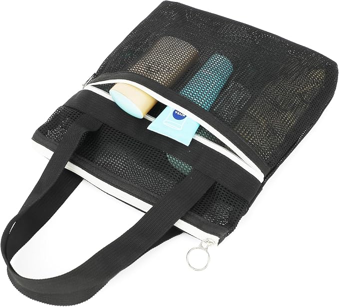 Fammart Mesh Shower Caddy Portable with Zipper & 2 Pockets - Quick Dry Shower Bag Toiletry Tote Hanging for Travel Gym Camp Beach - Organizer Bag Bathroom Essentials for College Dorm - Image 8