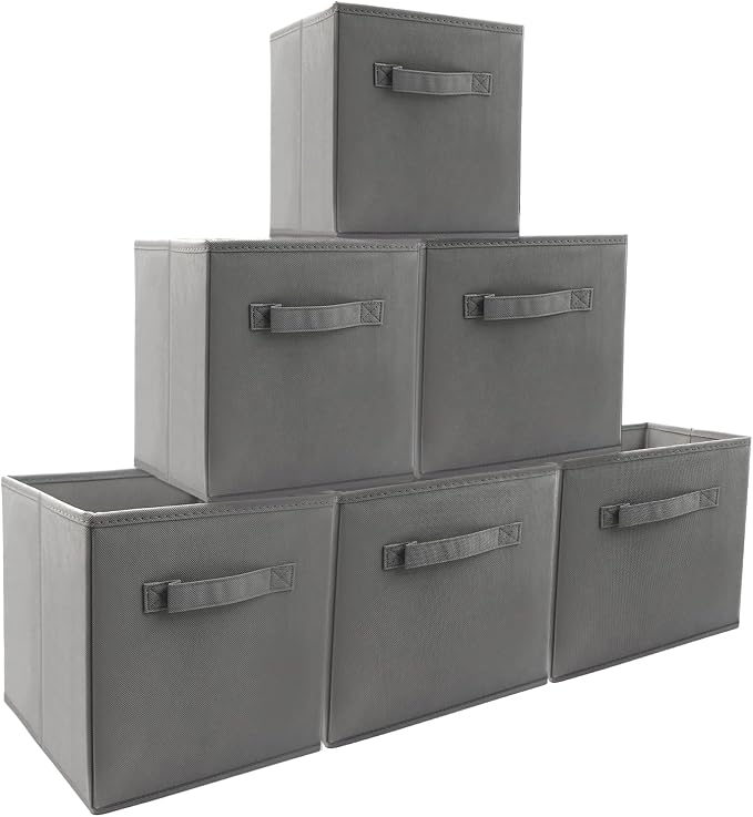 EBIGIC storage bins collapsible storage bins,cube storage organizer (Pack of 6) 9*7.5*7.5inch,For home and office Collapsible Closet Shelf Organizers, Drawer Organizers (Grey) - Image 9