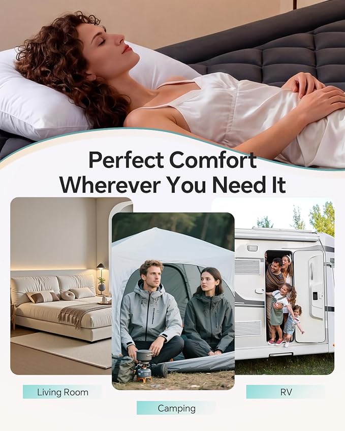 ChiXpace Dual Layer 4 Inch Memory Foam Mattress Topper King - 2 Inch Gel Memory Foam and 2 Inch Pillow Top Mattress Pad, 7-Zone Egg Crate King Size Mattress Topper (Black-White)