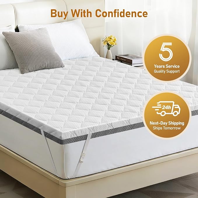 Extra Firm Mattress Topper Queen: 3 Inch Dual Firmness Flippable, Firm to Extra Firm Bed Topper, Double Sides Sleep for Back Pain, Cool Washable Anti-Slip Cover, CertiPUR-US Oeko-Tex Certified 80x60