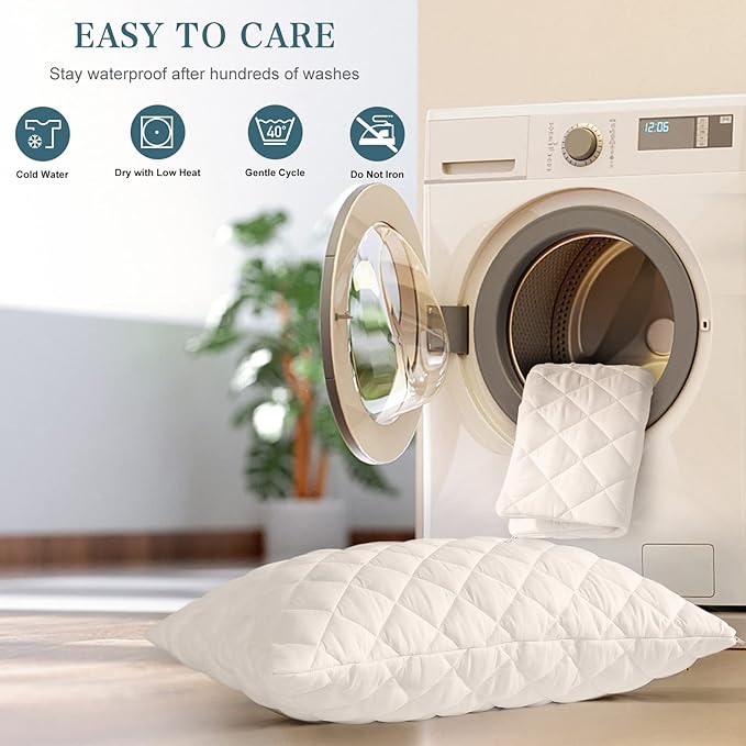 UNILIBRA 2 Pack Waterproof Pillow Protector Quilted King Size(21"X36")