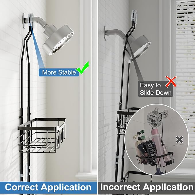 Upgraded Extended Length Shower Organizer with Hooks, Rustproof Shampoo Soap Holder, Large Hanging Bathroom Caddy - Image 6