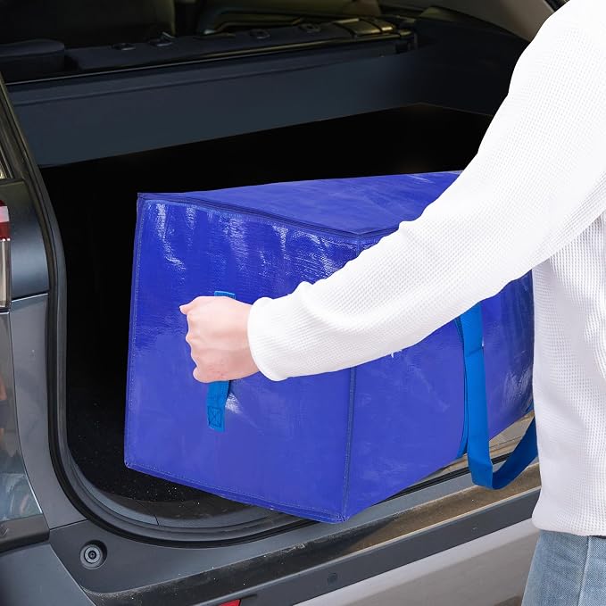 TICONN 6 Pack Extra Large Moving Bags Heavy Duty with Zippers & Carrying Handles, Durable Storage Bags Moving Boxes for Closet Organizers and Storage (6 Pack, Blue) - Image 10