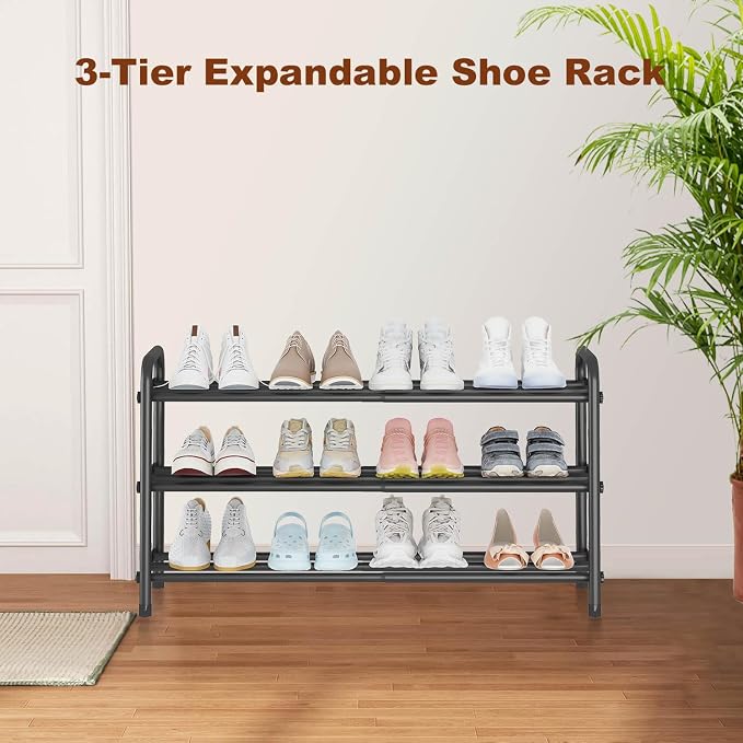 KANAV Expandable Shoe Rack Organizer – 3-Tier Shoe Shelf for Closet, Entryway & Front Door – Space-Saving Shoe Storage Solution - Image 7
