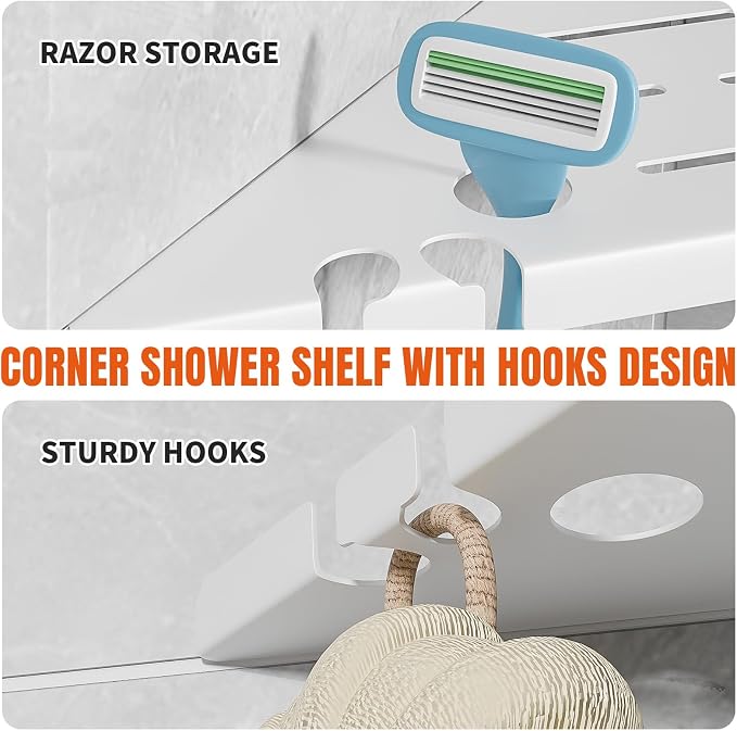 Shower Corner Shelf, 304 Stainless Steel, Black, Wall Mount, Triangular, 10 x 10 Inches, Leak Resistant, 2 Pack, Bathroom Storage Organizer with Brushed Finish - Image 6