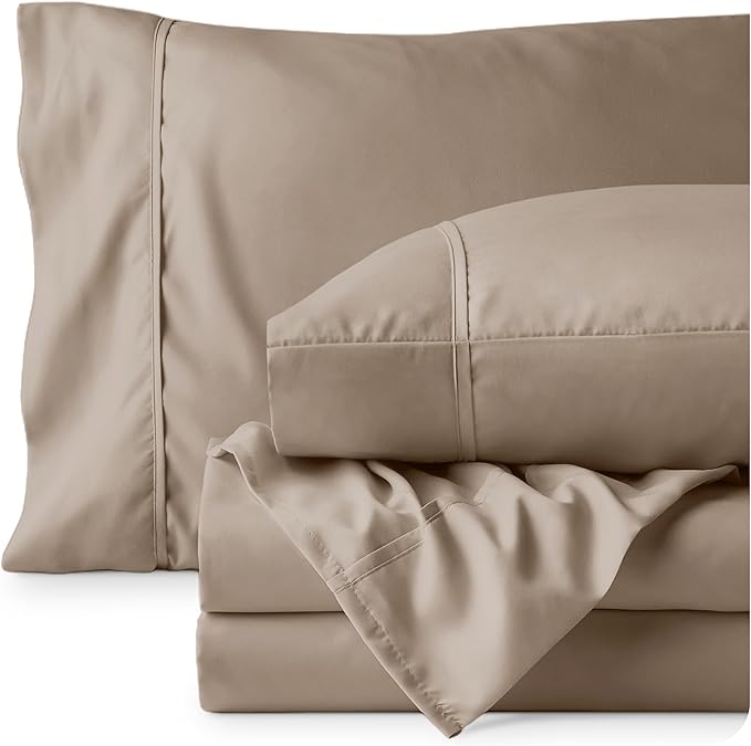 Bare Home King Sheet Set - 1800 Ultra-Soft Microfiber King Bed Sheets - Double Brushed - Deep Pockets - Easy Fit - 4 Piece Set - Bedding Sheets & Pillowcases (King, Pebble)