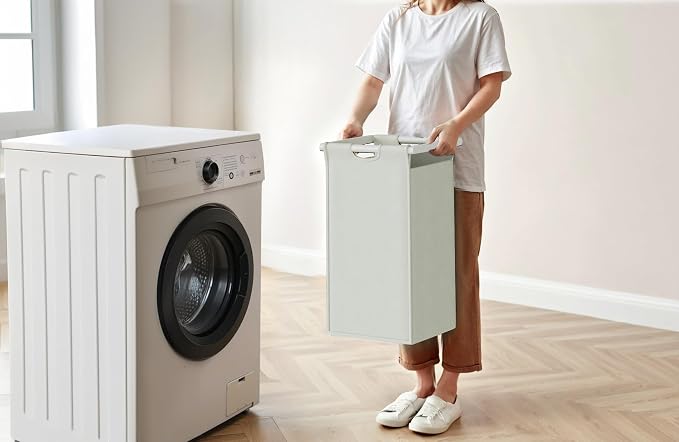 Herture Laundry Hamper with Shelf, Laundry Basket 3 Section, Laundry Sorter with Pull-Out Removable Large Bags and Movable Wheels, Metal Frame, 3 x 15.87 Gallons (60L), White PF04XLW - Image 7