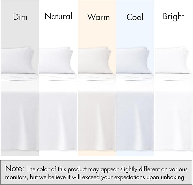 RUVANTI 100% Cotton Sheets – Split King Size Percale Bedding, Cooling & Breathable, Durable with a Crisp, Soft & Comfortable Feel, 16" Deep Pocket, 5-Piece Set, Bright White