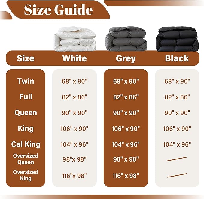 Feather and Down Comforter Insert Queen Size, 100% Cotton Cover, All Season Grey Down Feather Duvet Insert, Fluffy Soft Hotel Luxury Bedding for Bedroom, 90 x 90 Inches