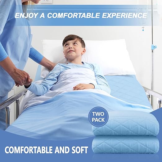 Lounsweer 2 Pack Waterproof Hospital Mattress Cover, 80x36x12in Blue Fitted Bed Sheet Protectors, Incontinence Protection Leakproof Breathable for Elderly, Adults Home Hospital Beds