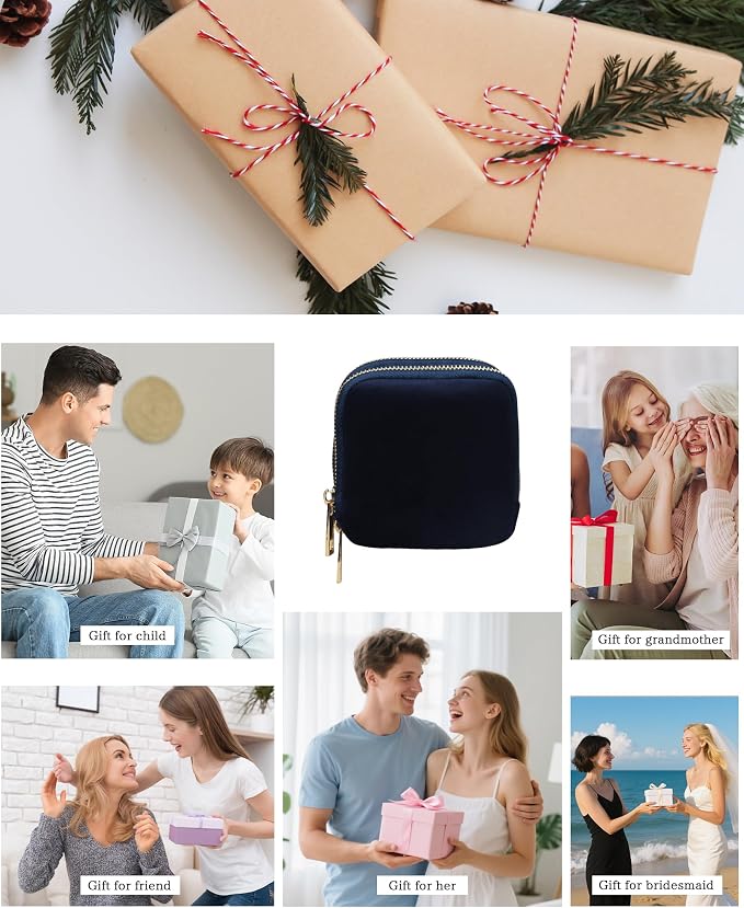 Stratalife Travel Jewelry Case Organizer 2-Layer Compact Storage Bag for Rings Earrings Necklace Bracelet Portable Velvet Jewelry Pouch with Zippers Travel Essential Gift for Women Navy Blue - Image 6