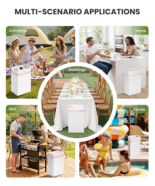 Magicheap Disposable Trash Cans for Party 4 Pack, 13 Gallon Thick Cardboard Garbage Cans with Clip & Handle, Reusable Portable Trash Bin for Parties Events Camping (13.5"L x 10.0"W x 21.7"H), White - Image 6