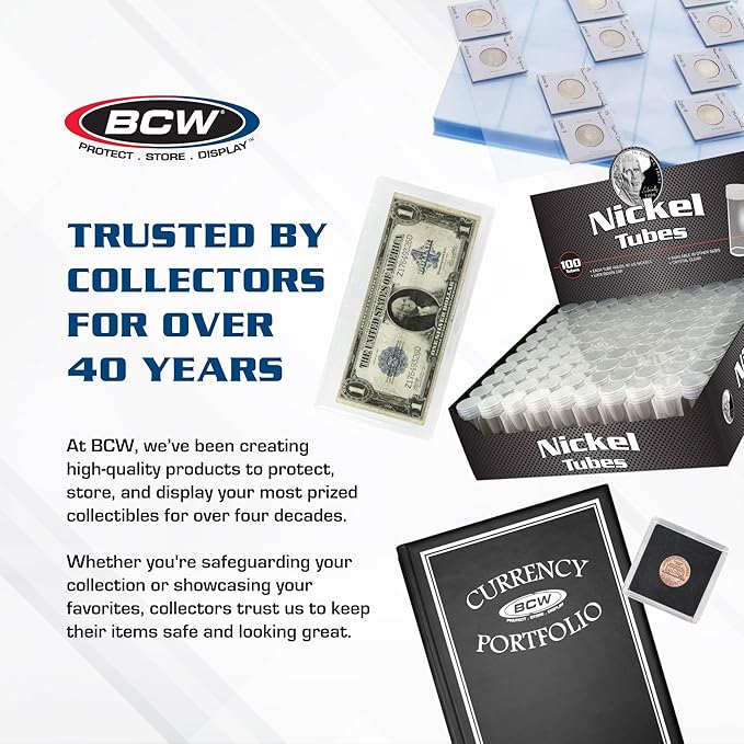 BCW 2x2 Snap Holder - 25 ct Quarter Case | Archival Safe Protector | Crystal Clear Polystyrene Display Box | Ideal for US Washington Quarters | Collectors Holder