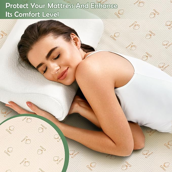 2 Pack Queen Size Mattress Protector Waterproof, Breathable Cotton Terry Bed Pad Cover, Deep Pocket Fitted Sheet for 8-24 Inch Mattress