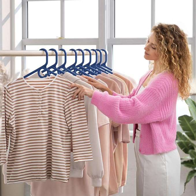 NEATERIZE Thick Heavy Duty Hangers - Navy Plastic Clothes Hangers 24 Pack - Great for Coat Hanger, Jackets Jeans & Suit Hanger for Closet - New Apartment Essentials Percheros Ganchos para Colgar Ropa - Image 6
