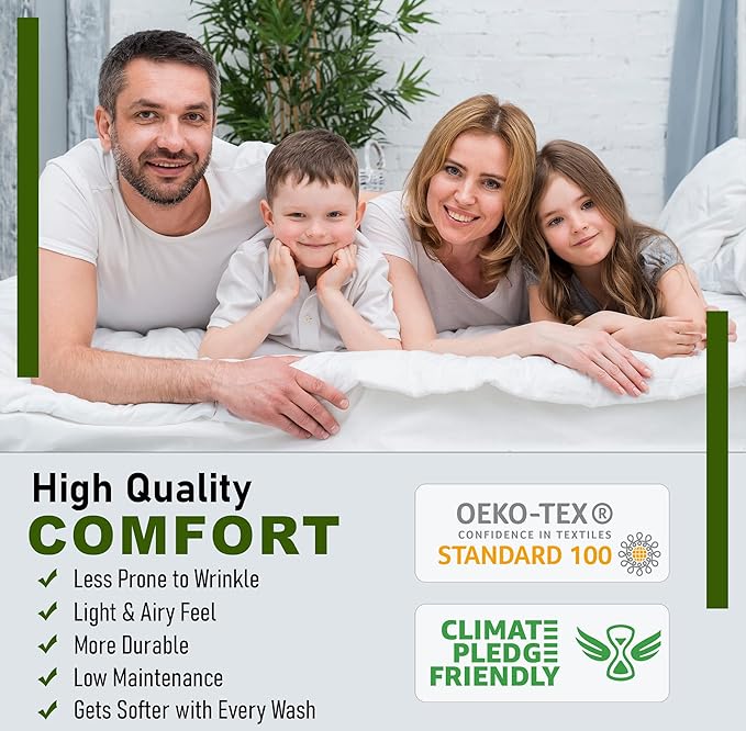 RUVANTI 100% Cotton Sheets – King Size Percale Bedding, Cooling & Breathable Floral Design, Durable with a Crisp, Soft & Comfortable Feel, 16" Deep Pocket, 4-Piece Set, Greenish Blue Plaid