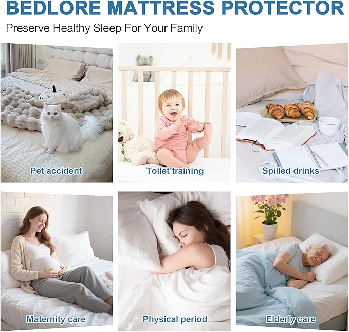 GUHER Waterproof Mattress Protector Queen Size,Breathable Bed Cover 3D Air Fabric Mattress Pad Cover,Noiseless&Ultra-Soft Washable Bed Cover with 6"-14" Deep Pocket (Gray)