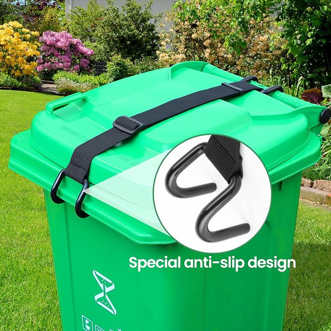 Metal Non-Slip Double Claw Trash Can Lid Lock, Adjustable Animal-Proof & Windproof Garbage Can Lock, Universal Fit for 28-96 Gallon Outdoor Bins (1) - Image 8