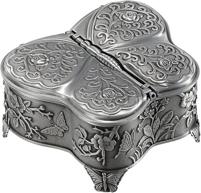 Hipiwe Vintage Metal Jewelry Box Butterfly Shape Trinket Box Decorative Metal Small Jewelry Storage Box for Rings Necklaces Earrings Organizer Keepsakes Box Gift for Women - Image 9