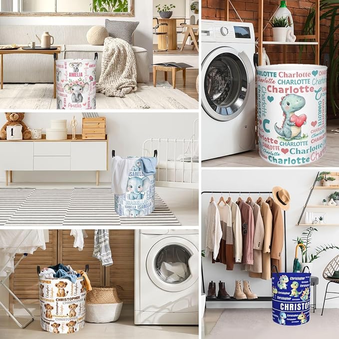 Custom Name Laundry Hamper, Personalized Laundry Basket with Name for Baby Boys Girls, Customized Collapsible Dirty Clothes Hamper Storage with Handles for Bedroom Bathroom Dorm Room Decor - Image 7