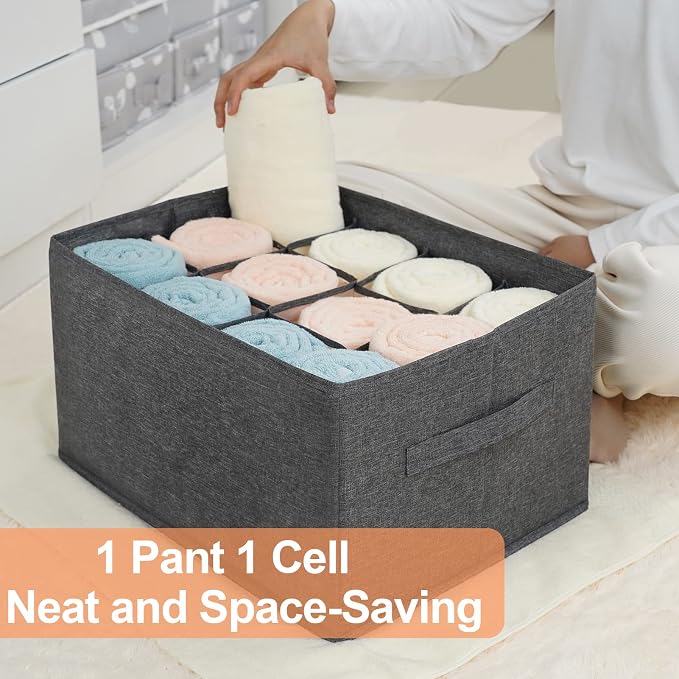 EASEVE Closet Organizers and Storage Bins for Clothes - 12 Cell Drawers Organizer Grid Storage Box for Jeans Pants Sweater Towel T-shirts, Wardrobe Shelf Dividers Closets Organization (1 Pcs) - Image 9