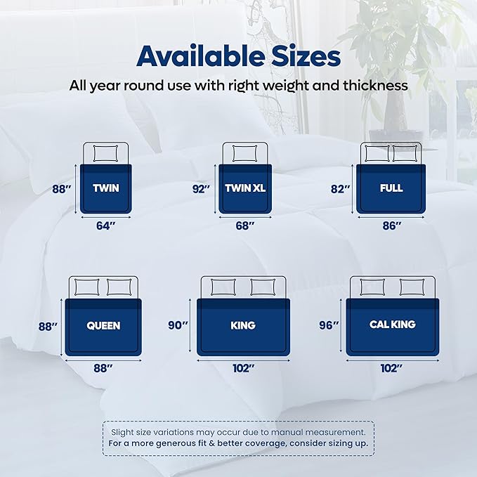 Utopia Bedding Comforters King Size, All Season Duvet Insert, Down Alternative Box Stitched Bed Comforter with Corner Tabs, Machine Washable (White)