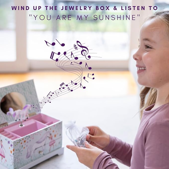 ABI + OLIE Ballerina Unicorn Kids Jewelry Box for Girls & Little Girls Jewelry Box Organizer - A unicorn music box gift - Image 9