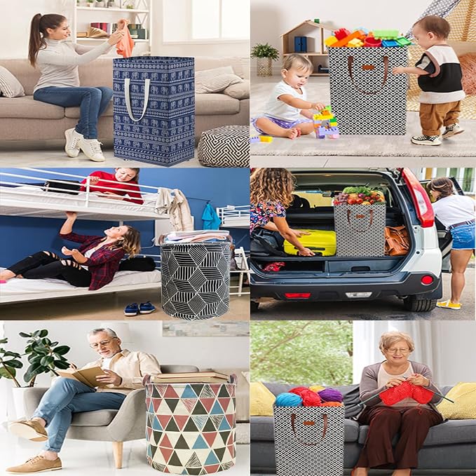 Waterproof Laundry Hamper Collapsible Laundry Basket Extended Cotton Handle Laundry Bag Large Clothes Storage Toy Organization for Bathroom Bedroom Laundryroom College Dorms - Image 7