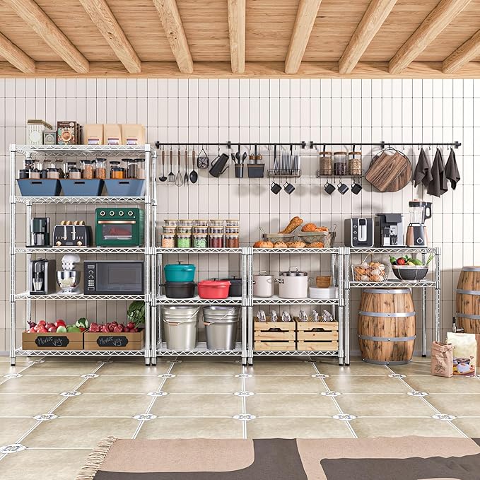 M MZG 1750 LBS Storage Shelves 5-Tier Utility Shelving Unit Steel Organizer Wire Rack for Home,Kitchen,Office,Garage, Capacity 17.7" D x 47.2" W x 72.3" H | Organizer Wire Rack, for Home, Kitchen, Office, Garage, 1750 LBS Capacity - Image 7