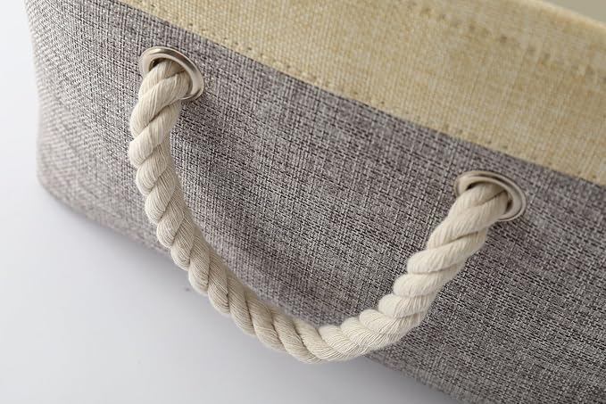 TheWarmHome Storage Basket for Organizing - 3 Pack 14x10x7 inch Large Collapsible Storage Bin for Shelves, Fabric Storage Cubes for Organizer ClosetCloth Gift Toy (Grey & Gold) - Image 9