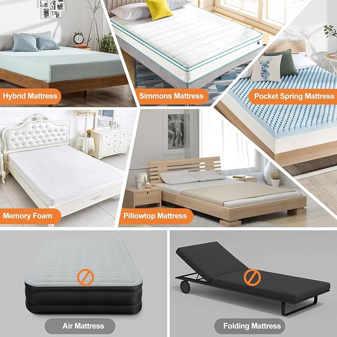 Waterproof Mattress Protector Full Size Bed 54"x75", Fit 7/8/9 inch Deep, Zip on, Dorm Room Essentials
