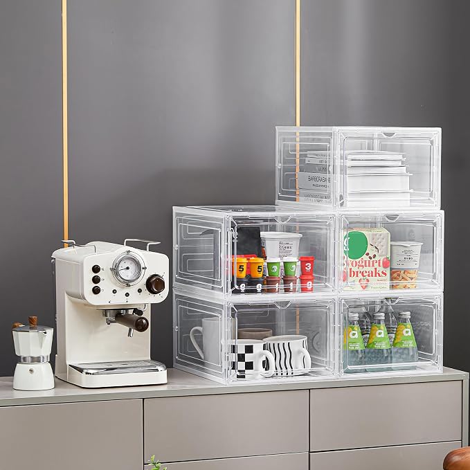 LXLXXL 18 Pack Storage Bins with Lids, Plastic Storage Containers with Magnetic Door, 19 Qt Stackable Clear Storage Box for Home, Office Organizing - Image 7