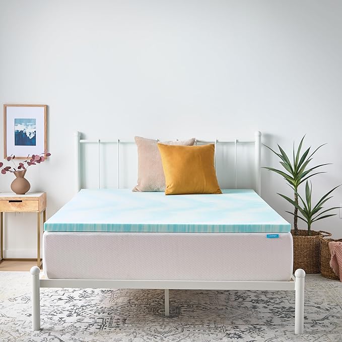 Linenspa 2 Inch Swirl Gel Memory Foam Mattress Topper, King Size – Cooling Gel Infused, Ventilation Holes – Pressure Relieving Bed Topper – CertiPUR Certified