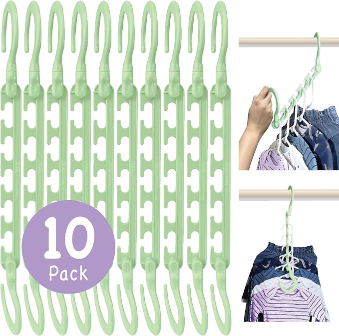 Wonder Hanger Max 10-Pack Space Saving Hangers, Reinforced Hooks Swivels 360°, Cascading Hanger, Teens, College Dorms, Kids & Closet Organizer, Assembled – Pastel Green - Image 6