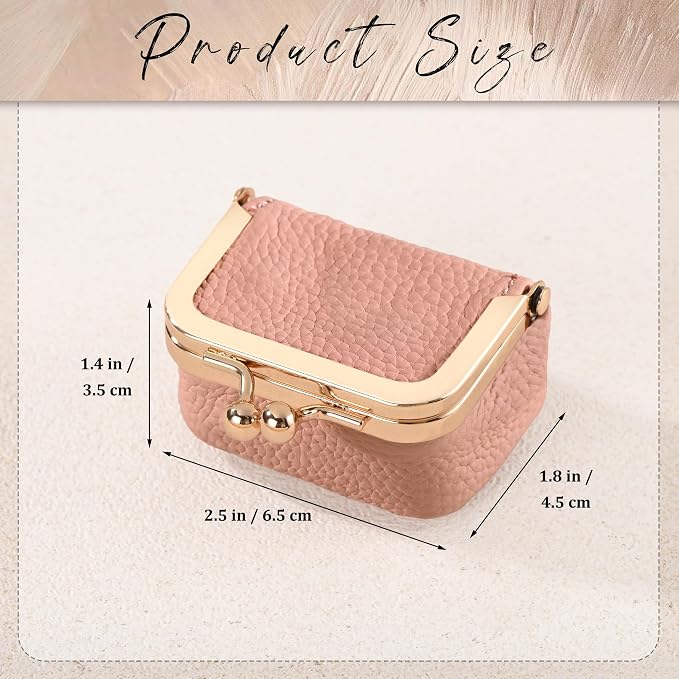 Zivyes Mini Jewelry Box Travel Small Coin Purse Organizer Case Genuine Leather Tiny Size (Light Pink) - Image 6