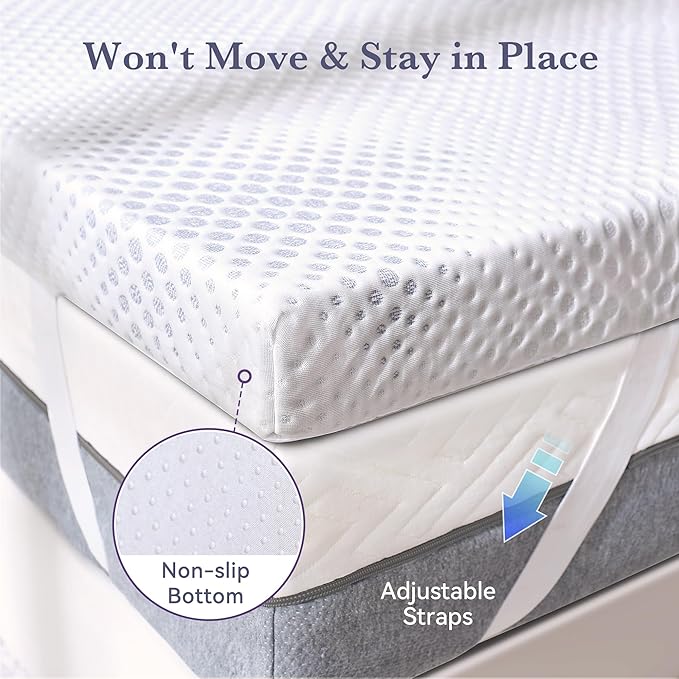 SINWEEK 3 Inch Gel Memory Foam Mattress Topper King Size, Mattress Pad for Body Pressure Relief, Cooling Bed Topper with Breathable Soft Cover, CertiPUR-US Certified, Firm Version