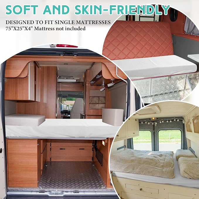 2-3 Inch Mattress Topper Cover (Only Cover) Memory Foam Protector Microfiber Memory Foam for Latex Mattress Topper Gel RV(Twin 75 x 38 Inch,White)