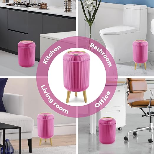 Pukomc Smart Sensor Wastebasket, Convenient and Hygienic Easy to Use, Technology Sensor Waterproof Wastebasket Plastic Trash can for Kitchen, Bathroom, Bedroom, Living Room, Office and Outdoor Pink - Image 7