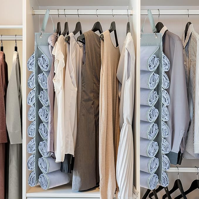 DHSFKBE Legging Organizer with 16 Roll Compartments for Yoga Pants, Tank Top, Towel, Underwear, Shirt (Grey) - Image 7