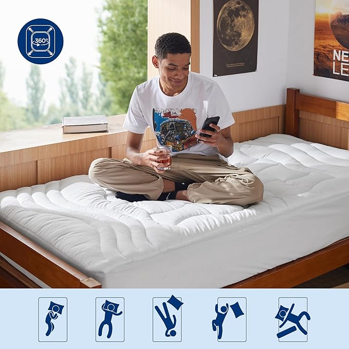 Bedsure Twin XL Mattress Protector Waterproof - Extra Long Twin Waterproof Mattress Topper Pad for College Dorm Essentials, Noiseless Bed Cover Padded with 8-21 Inches Deep Pocket,White, 39x80 Inches