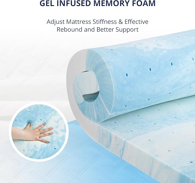 4 Inch Gel Memory Foam Mattress Topper Queen Size, Cooling Bed Topper for Pressure Relief with Removable Breathable Soft Cover, CertiPUR-US Certified
