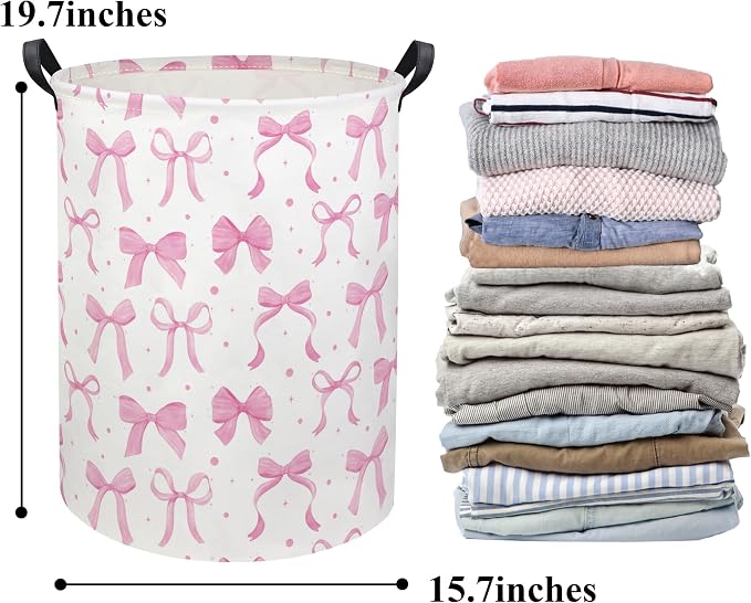 HIYAGON Baby Laundry Basket Baby Hamper for Nursery Girl Kids Butterfly Hamper Cute Kids Toys Storage Bin Organizer Butterfly Room Decor for Home(Dreamy Bowknot) - Image 7