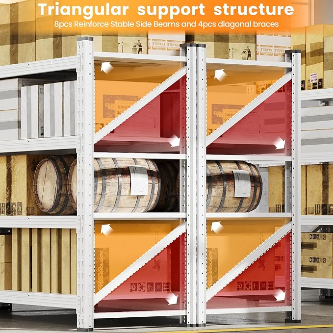 79”W Garage Shelving Heavy Duty, 7000LBS Metal Storage Shelves, 24” Deep Storage rack shelf, Steel Tall Industrial Shelving , 4 Tier Adjustable Standing Shelf for Warehouse / Shop 79"W x 24"D x 79"H - Image 9