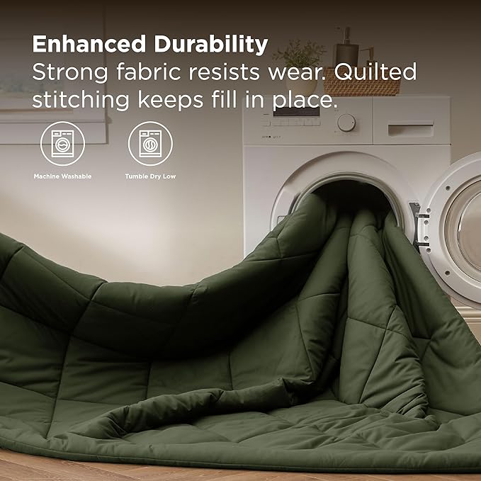 Bedsure 7 Pieces Queen Comforter Set Premium Series, Hotel Luxury Soft Bed in a Bag, Goose Down Alternative, Safe for Sensitive Skin Bedding Comforter All Season Medium Warmth, Olive Green Queen Size